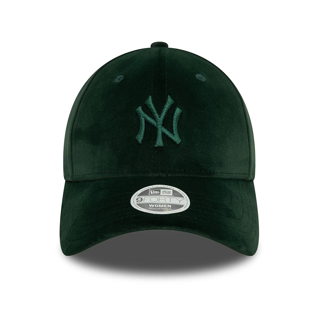 New Era Damen 9FORTY New York Yankees Baseball Cap - MLB Velour - Dunkelgrün