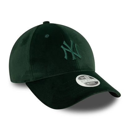 New Era Damen 9FORTY New York Yankees Baseball Cap - MLB Velour - Dunkelgrün