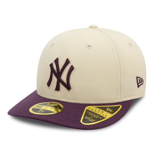 New Era 59FIFTY Low Profile New York Yankees Baseball Cap - MLB Seasonal World Series - Helles Cremefarben-Zwetschge