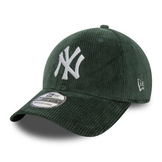 New Era 39THIRTY New York Yankees Baseball Cap - MLB Cord II - Dunkelgrün-Weiß