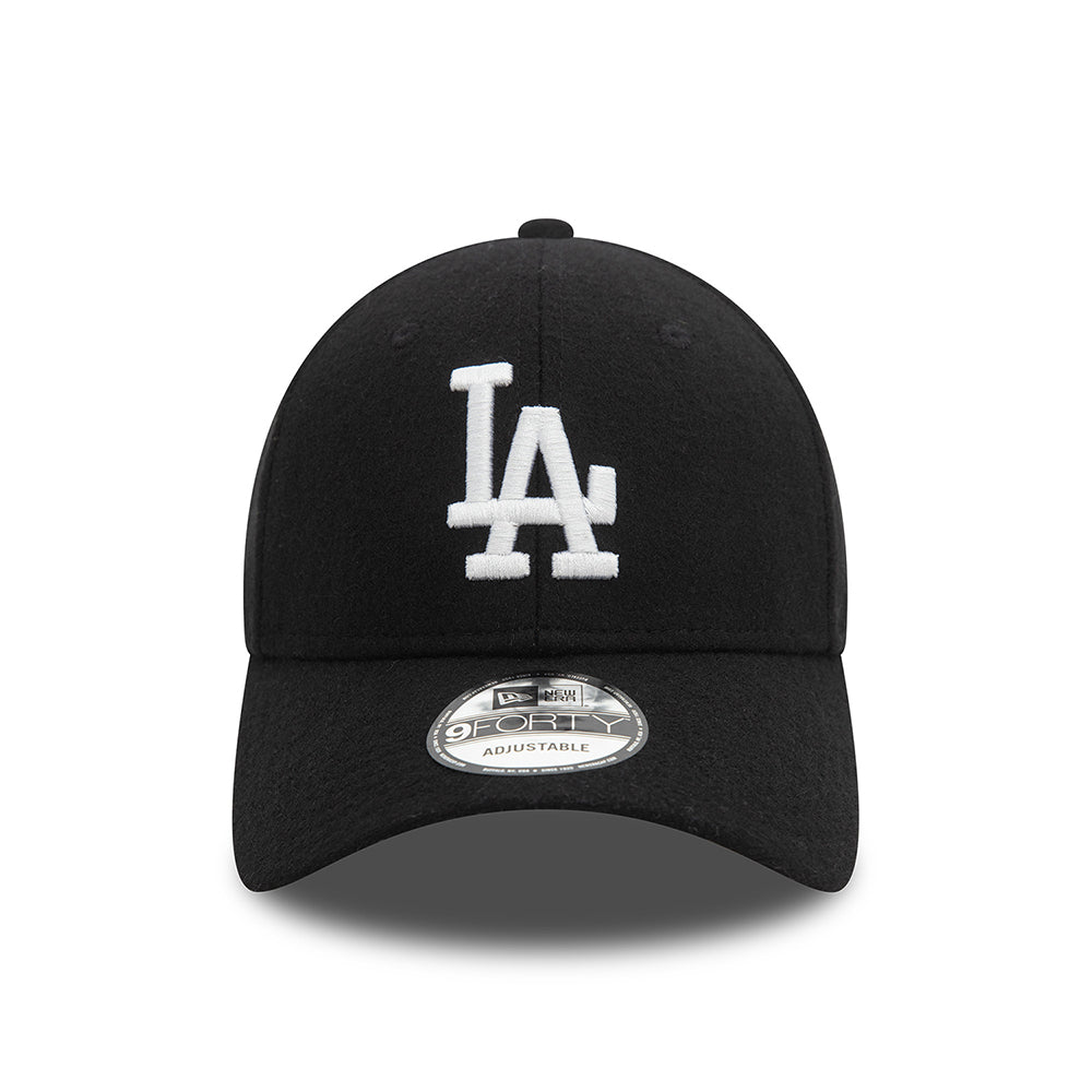 New Era 9FORTY L.A. Dodgers Baseball Cap - MLB Melton Wool - Schwarz-Weiß