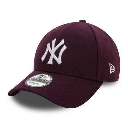 New Era 9FORTY New York Yankees Baseball Cap - MLB Melton Wool - Lila-Weiß