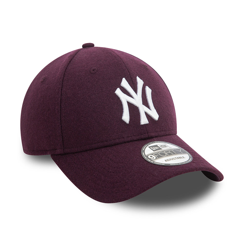 New Era 9FORTY New York Yankees Baseball Cap - MLB Melton Wool - Lila-Weiß