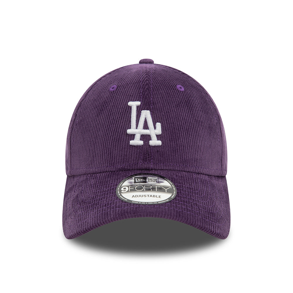 New Era 9FORTY L.A. Dodgers Baseball Cap - MLB Cord - Zwetschge-Weiß