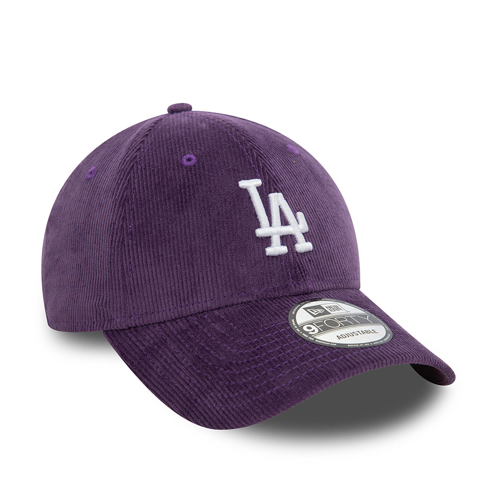 New Era 9FORTY L.A. Dodgers Baseball Cap - MLB Cord - Zwetschge-Weiß