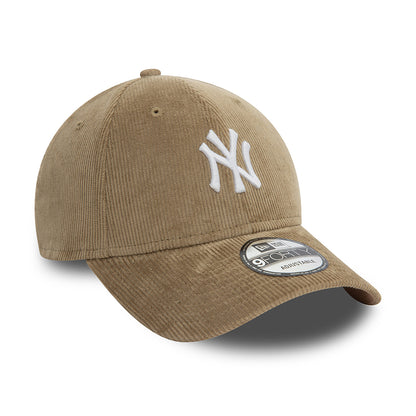 New Era Unisex 9FORTY New York Yankees Baseball Cap - MLB Cord - Taupe-Weiß