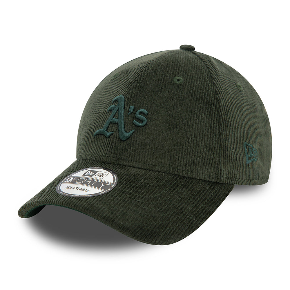 New Era 9FORTY Oakland Athletics Baseball Cap - MLB Cord - Dunkelgrün