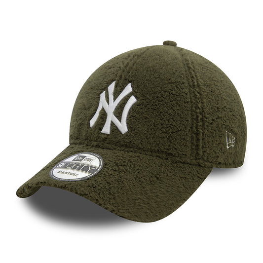 New Era 9FORTY New York Yankees Baseball Cap - MLB Borg - Olivgrün-Weiß