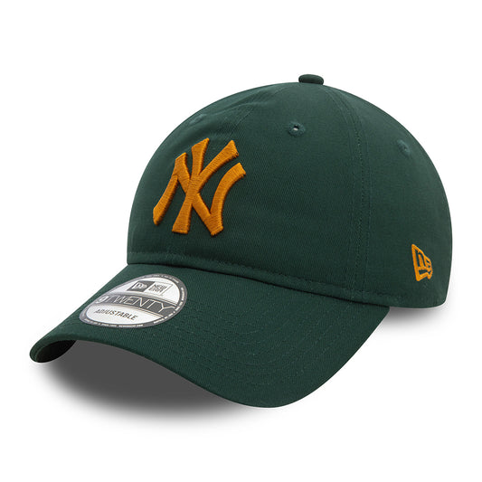 New Era 9TWENTY New York Yankees Baseball Cap - MLB League Casual - Dunkelgrün-Bernsteingelb