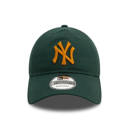 New Era 9TWENTY New York Yankees Baseball Cap - MLB League Casual - Dunkelgrün-Bernsteingelb