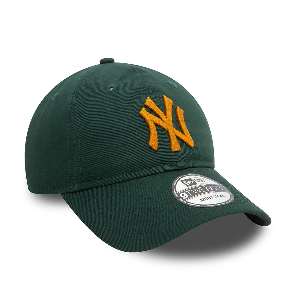 New Era 9TWENTY New York Yankees Baseball Cap - MLB League Casual - Dunkelgrün-Bernsteingelb