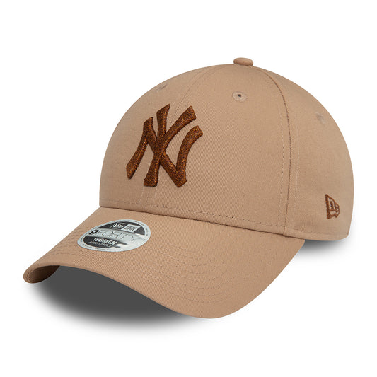 New Era Damen 9FORTY New York Yankees Baseball Cap - MLB Metallic - Taupe