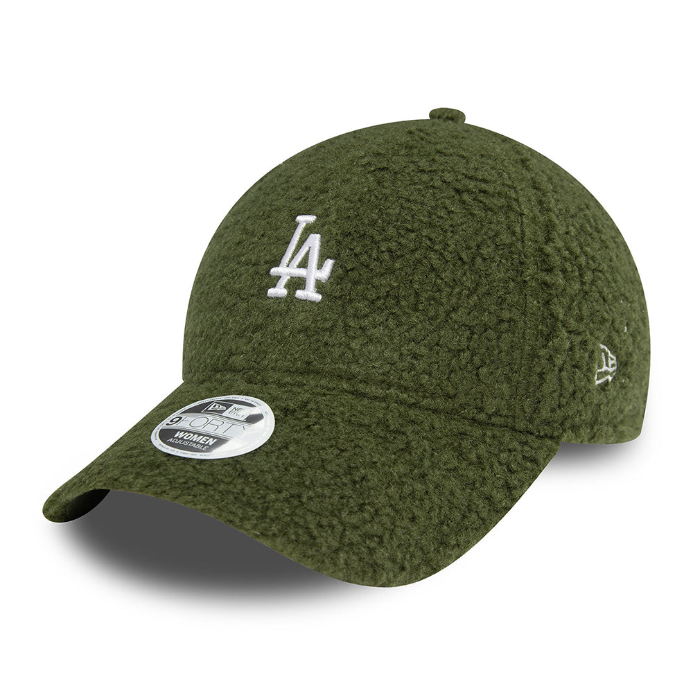 New Era Damen 9FORTY L.A. Dodgers Baseball Cap - MLB Borg - Olivgrün-Weiß