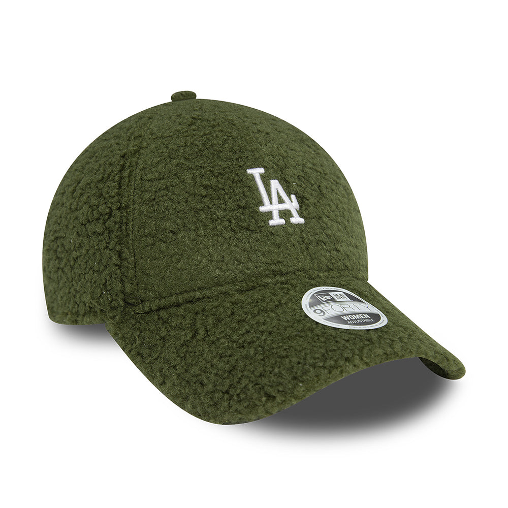 New Era Damen 9FORTY L.A. Dodgers Baseball Cap - MLB Borg - Olivgrün-Weiß