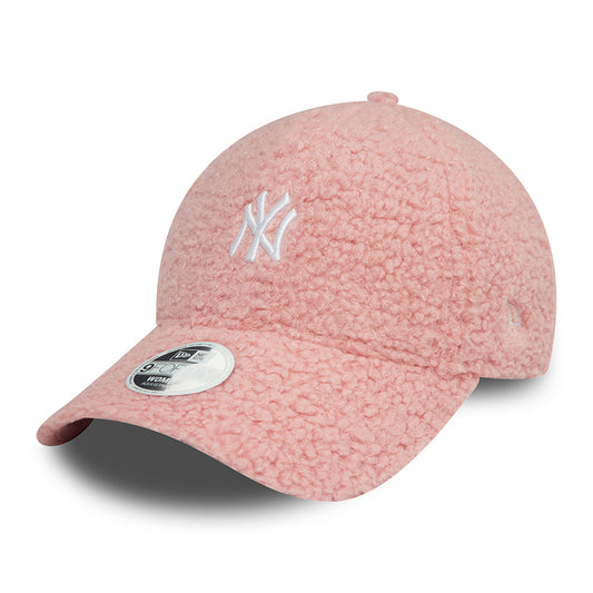 New Era Damen 9FORTY New York Yankees Baseball Cap - MLB Borg - Rosé-Weiß