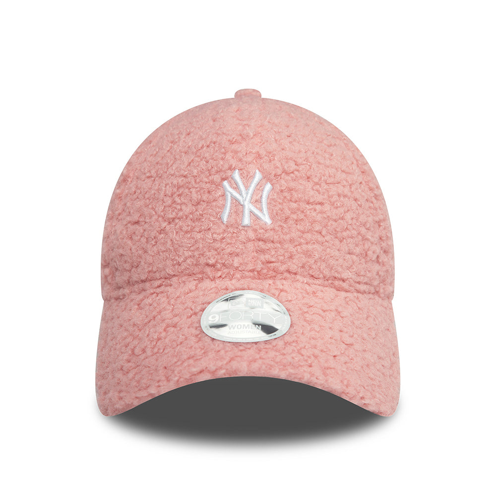 New Era Damen 9FORTY New York Yankees Baseball Cap - MLB Borg - Rosé-Weiß