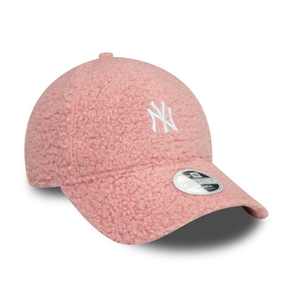 New Era Damen 9FORTY New York Yankees Baseball Cap - MLB Borg - Rosé-Weiß