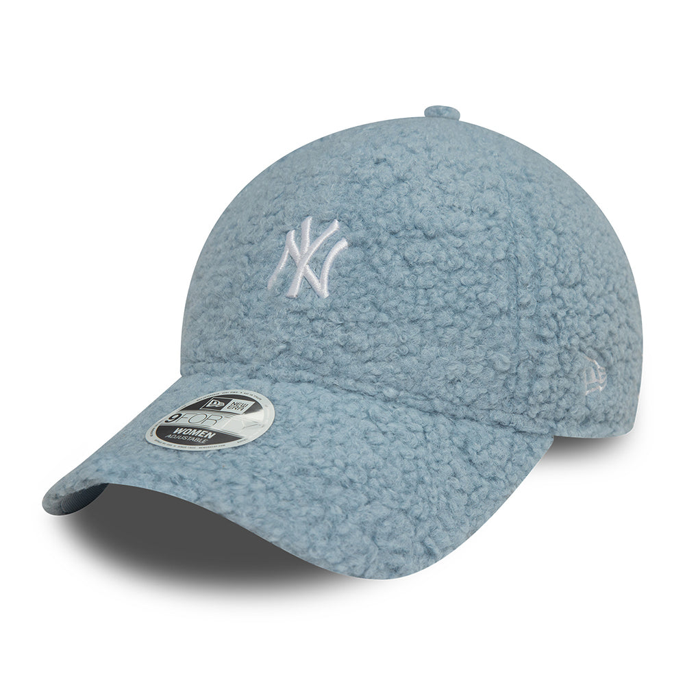 New Era Damen 9FORTY New York Yankees Baseball Cap - MLB Borg - Hellblau-Weiß