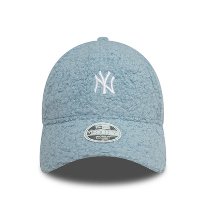 New Era Damen 9FORTY New York Yankees Baseball Cap - MLB Borg - Hellblau-Weiß