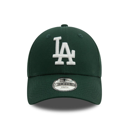 New Era Kinder 9FORTY L.A. Dodgers Baseball Cap - MLB League Essential II - Dunkelgrün-Weiß