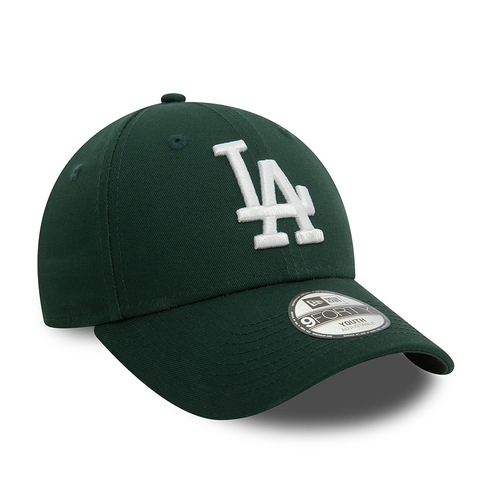 New Era Kinder 9FORTY L.A. Dodgers Baseball Cap - MLB League Essential II - Dunkelgrün-Weiß