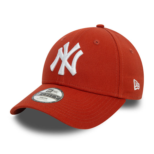 New Era Kinder 9FORTY New York Yankees Baseball Cap - MLB League Essential II - Rostrot-Weiß