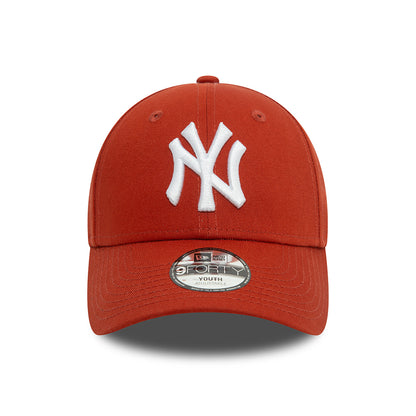 New Era Kinder 9FORTY New York Yankees Baseball Cap - MLB League Essential II - Rostrot-Weiß