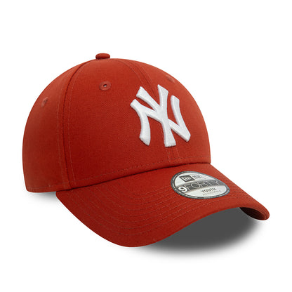 New Era Kinder 9FORTY New York Yankees Baseball Cap - MLB League Essential II - Rostrot-Weiß