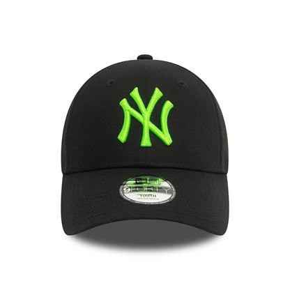 New Era Kinder 9FORTY New York Yankees Baseball Cap - MLB Neon - Schwarz-Neongrün