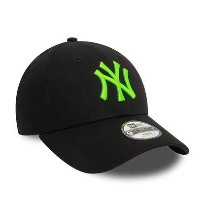 New Era Kinder 9FORTY New York Yankees Baseball Cap - MLB Neon - Schwarz-Neongrün