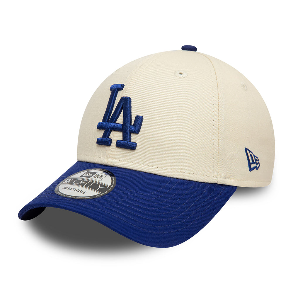 New Era 9FORTY L.A. Dodgers Baseball Cap - MLB Colourblock - Cremeweiß-Königsblau