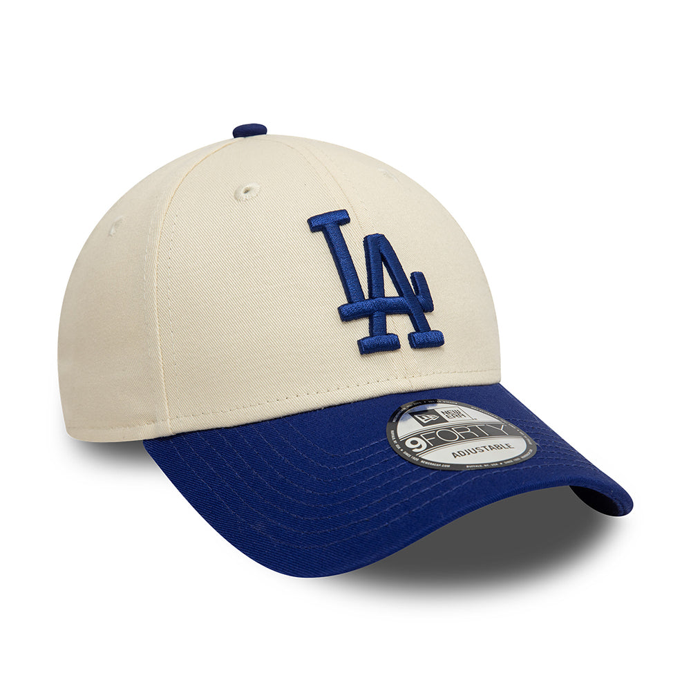 New Era 9FORTY L.A. Dodgers Baseball Cap - MLB Colourblock - Cremeweiß-Königsblau