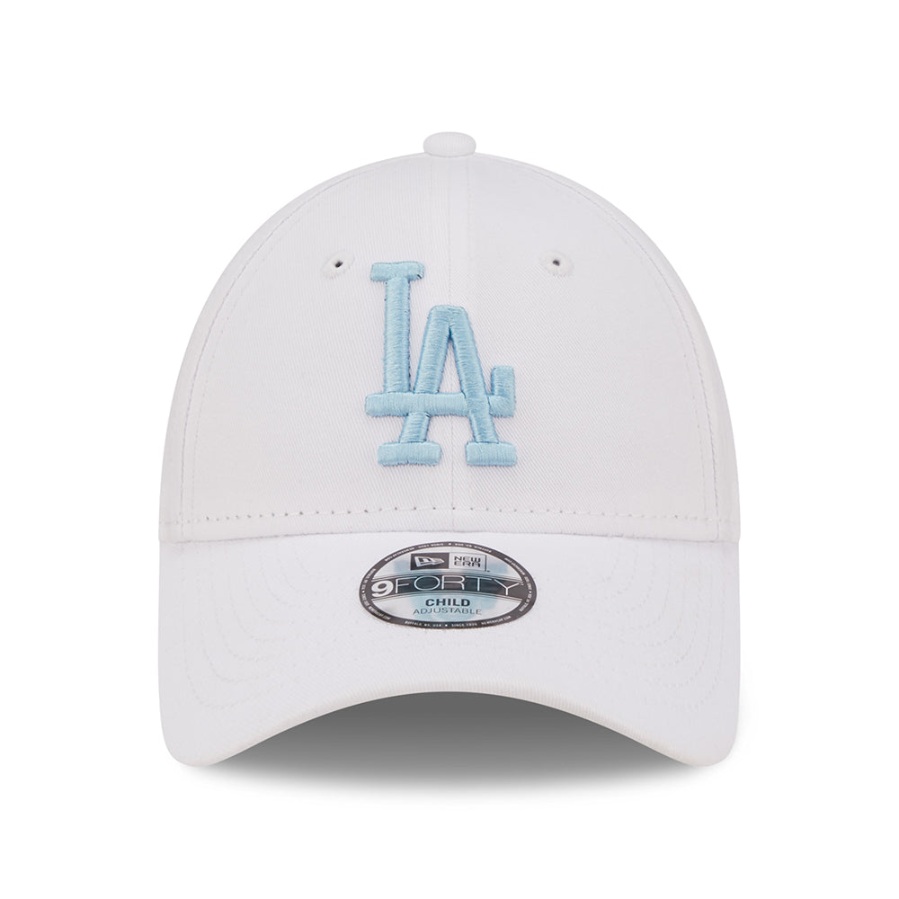 New Era Kinder 9FORTY L.A. Dodgers Baseball Cap - MLB League Essential II - Weiß-Hellblau