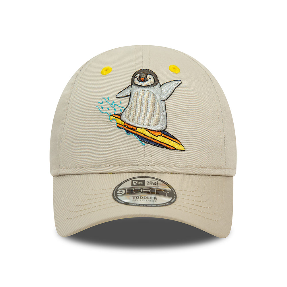 New Era Kinder 9FORTY Penguin Baseball Cap - NE Character - Steingrau-Gelb