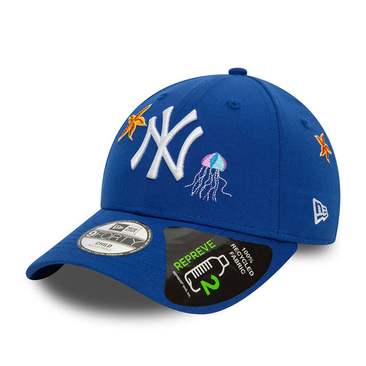 New Era Kinder 9FORTY New York Yankees Baseball Cap - MLB Icon Repreve - Blau-Weiß