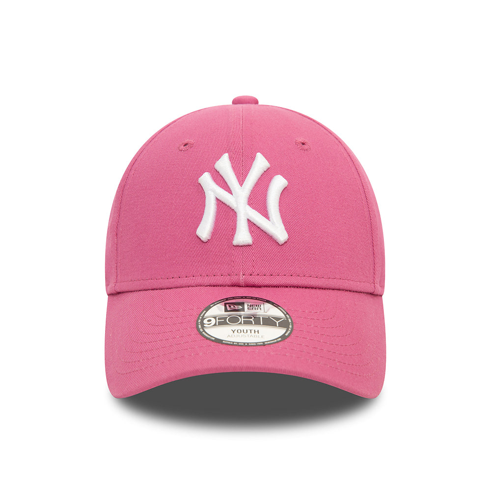 New Era Kinder 9FORTY New York Yankees Baseball Cap - MLB League Essential II - Mauve-Weiß