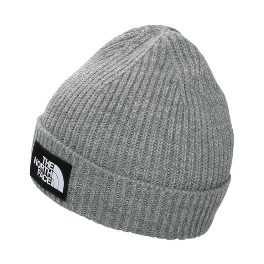 The North Face Kinder TNF Box Logo Cuffed Beanie Mütze - Mittelgrau