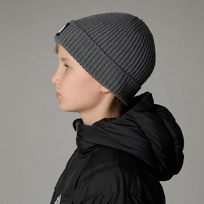 The North Face Kinder TNF Box Logo Cuffed Beanie Mütze - Mittelgrau