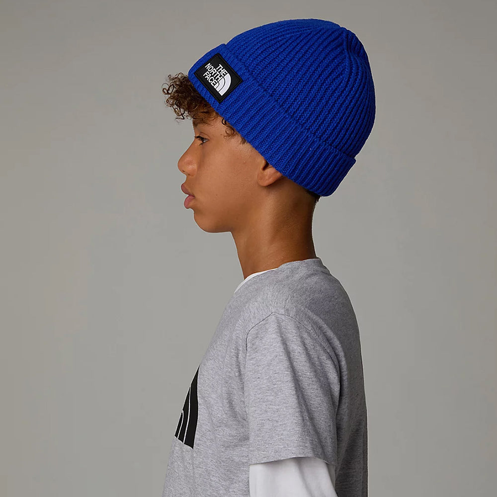 The North Face Kinder TNF Box Logo Cuffed Beanie Mütze - Königsblau