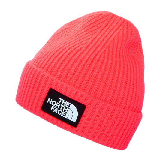 The North Face Kinder TNF Box Logo Cuffed Beanie Mütze - Neonpink