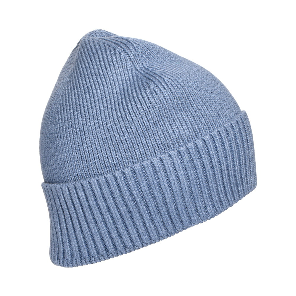 Tommy Hilfiger Pima Essential Flag Beanie Mütze aus Baumwoll-Kaschmir - Blau