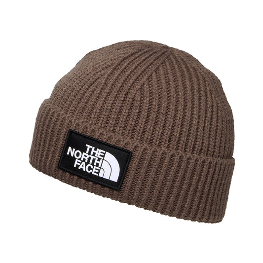 The North Face TNF Logo Box Cuffed Fisherman Beanie Mütze - Rauchbraun