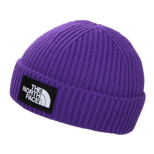 The North Face TNF Logo Box Cuffed Fisherman Beanie Mütze - Lila