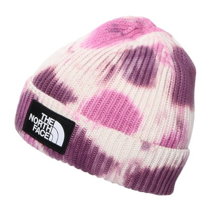 The North Face Logo Box Fisherman Beanie Mütze Tie Dye aus Baumwolle - Blassgrün-Rosa