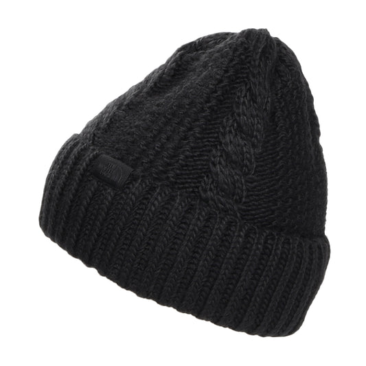 The North Face Damen Oh Mega Cuffed Beanie Mütze mit Zopfstrickmuster - Schwarz