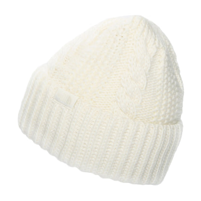 The North Face Damen Oh Mega Cuffed Beanie Mütze mit Zopfstrickmuster - Cremeweiß