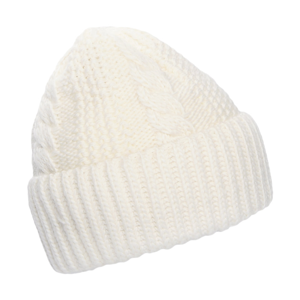 The North Face Damen Oh Mega Cuffed Beanie Mütze mit Zopfstrickmuster - Cremeweiß