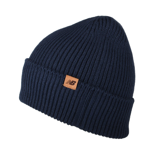 New Balance Cuffed Beanie Mütze im Rippenstrick - Marineblau