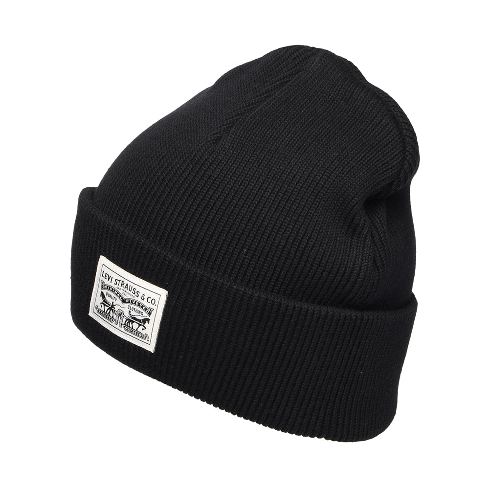 Levi's Backpatch Beanie Mütze aus Baumwolle - Schwarz