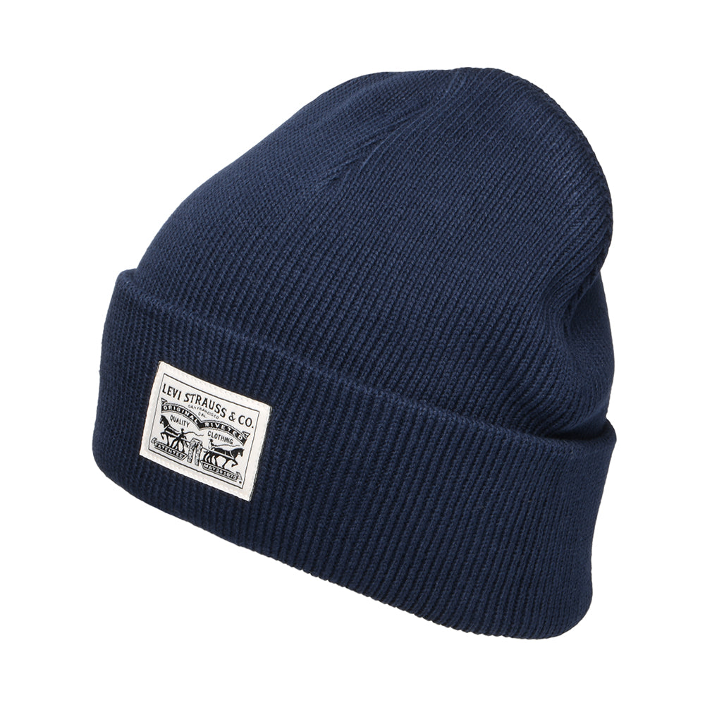 Levi's Backpatch Beanie Mütze aus Baumwolle - Marineblau